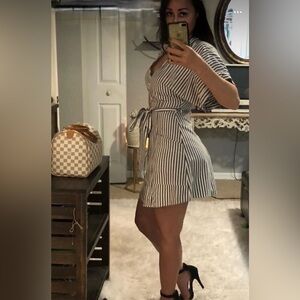 BP Black and White Striped Mini Dress